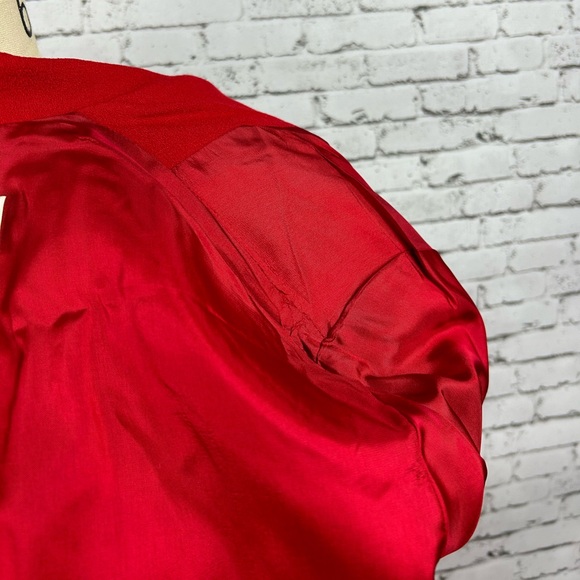 Casual Corner 100% wool gorgeous bright red thin light weight elongated blazer M - Picture 11 of 12